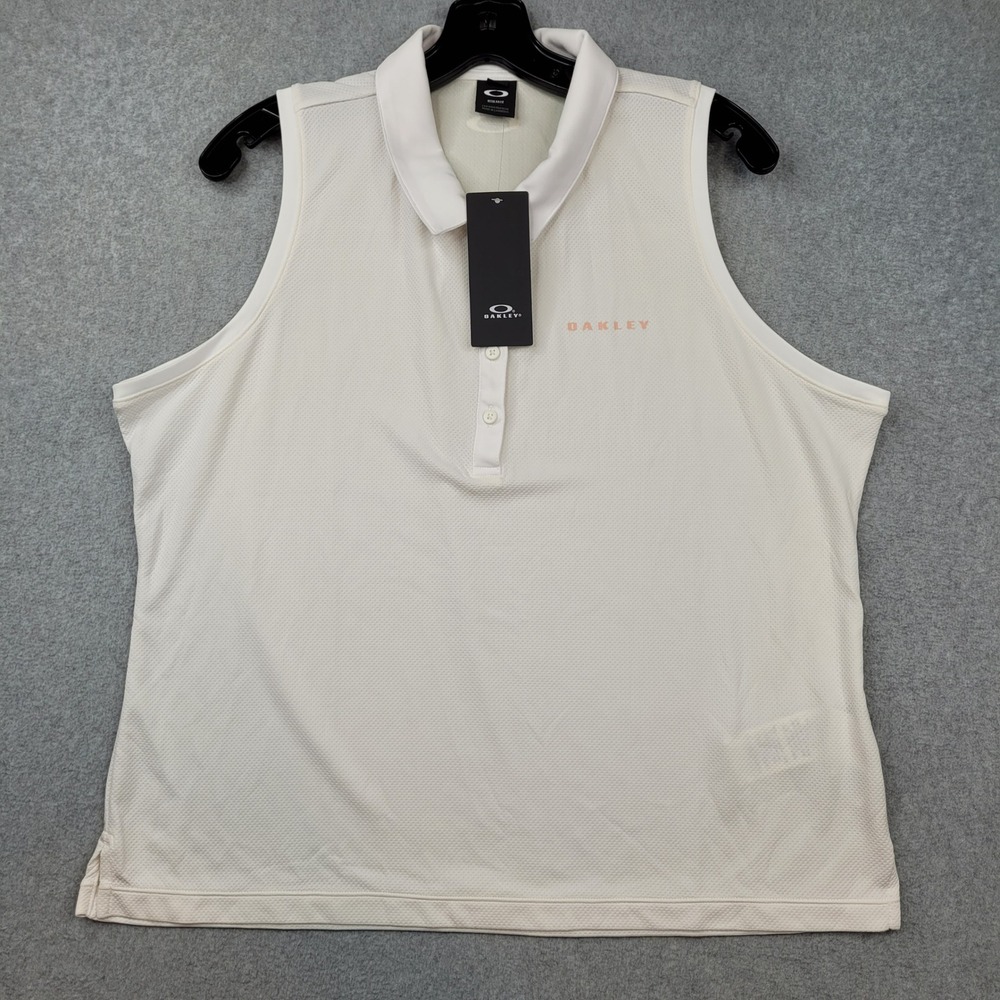 Oakley Enjoy Sleeveless Golf Polo Womens XL White Performance Top